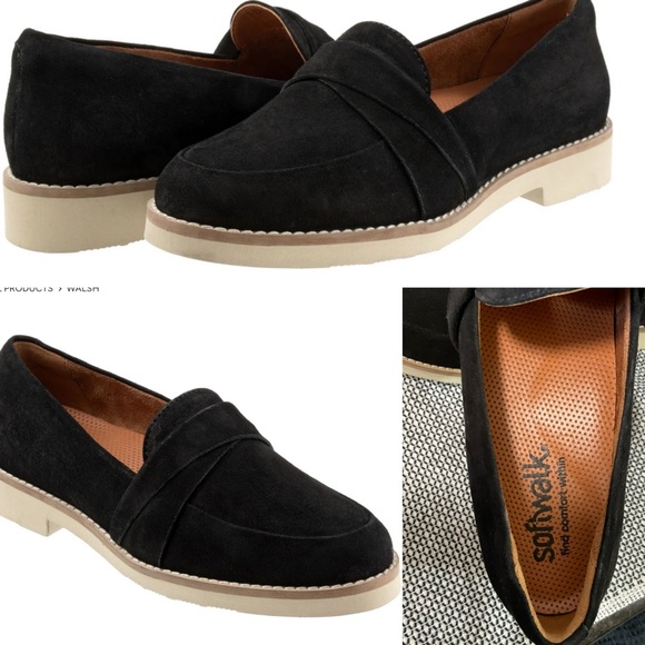 SoftWalk Shoes - SoftWalk Walsh Black Suede Sli -On Loafers size 8.5.‎ Preppy,career,minimalist